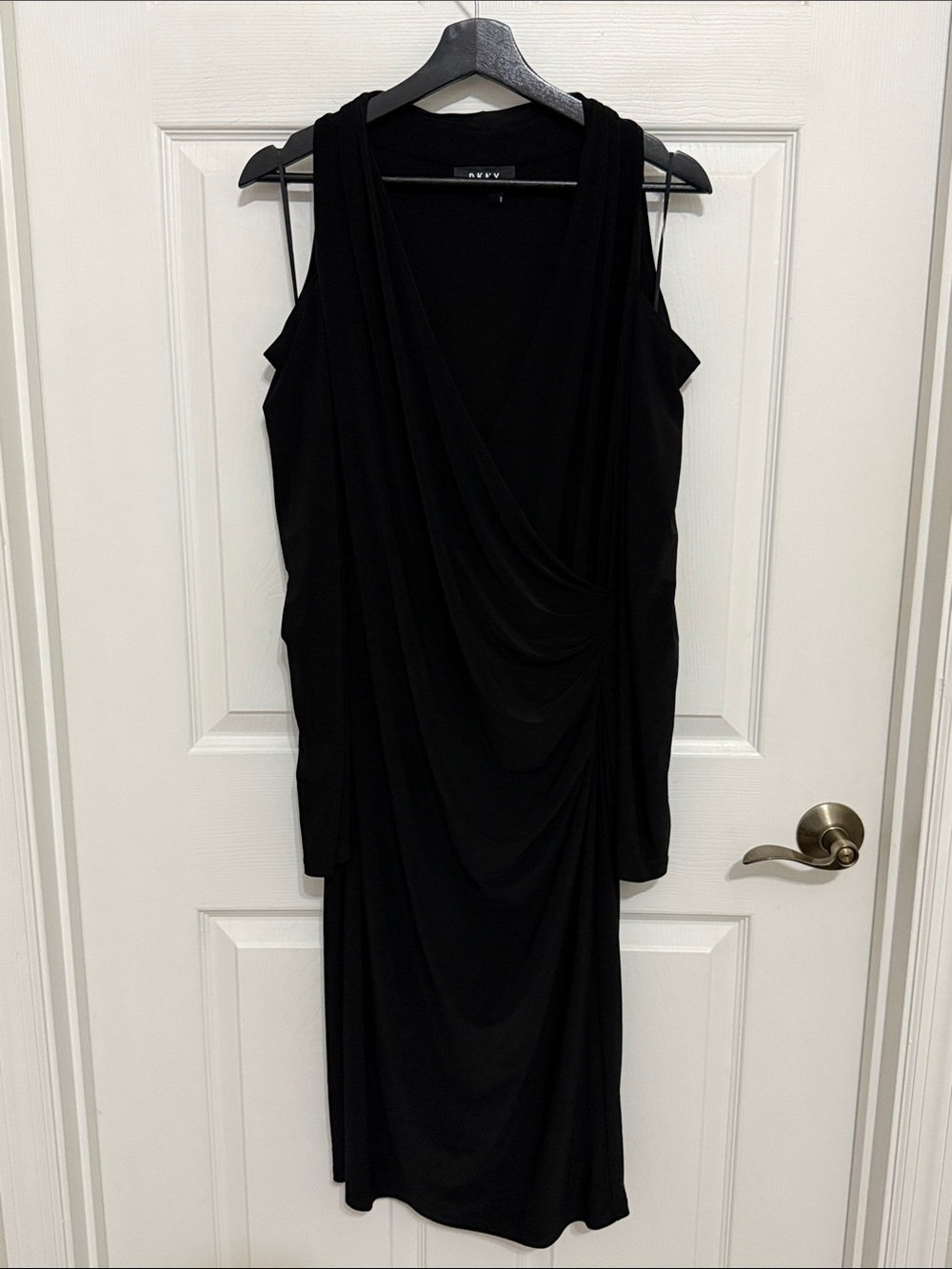 DKNY women’s Black One-Shoulder Drape Dress